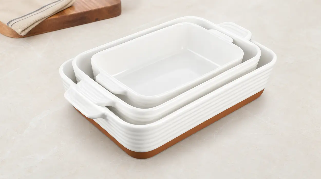 Set de 3 fuentes de horno Malacasa Serie TARA de gres con asas, para asados y más por sólo 31,77€ con envío gratis (-55%)