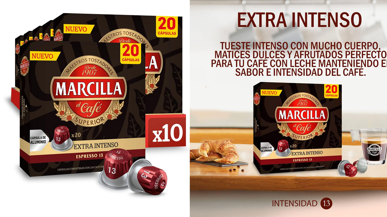 Chollo Pack de 200 cápsulas de café Marcilla Extra Intenso para Nespresso por sólo 43,54€ (-31%) ¡0,22€ la unidad!
