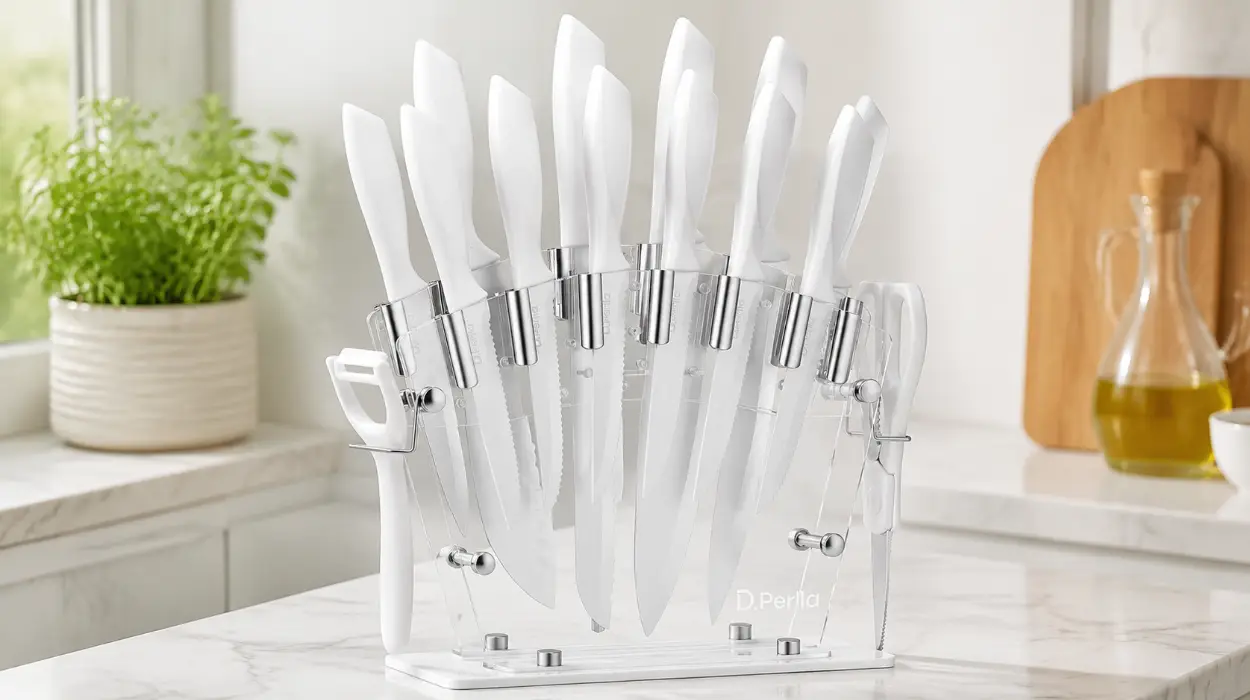 Juego de cuchillos de cocina D.Perlla de 16 piezas con soporte, tijeras y pelador por sólo 29,99€ con envío gratis (-25%)