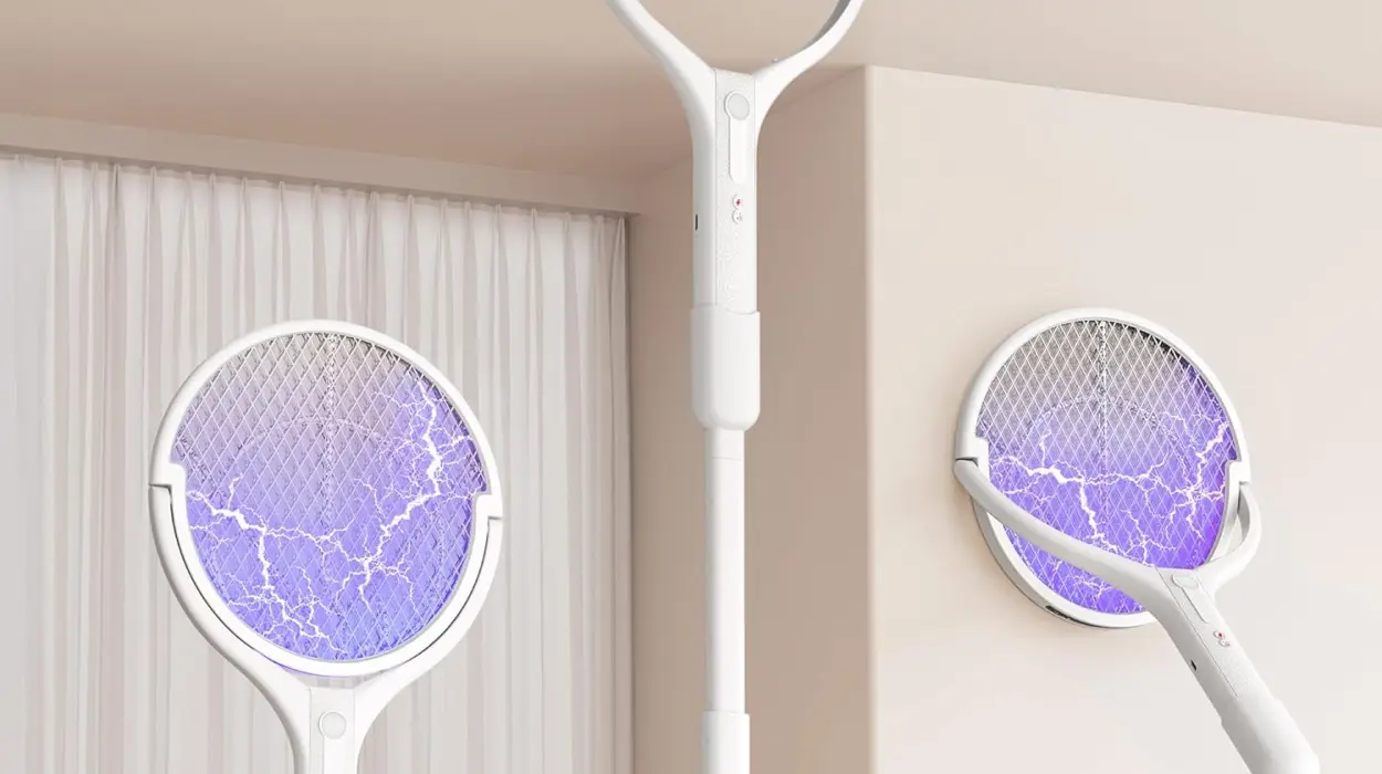 Raqueta eléctrica antimosquitos BKXCHA con pértiga telescópica y cabezal giratorio para interior y exterior por sólo 23,09€ (-18%)