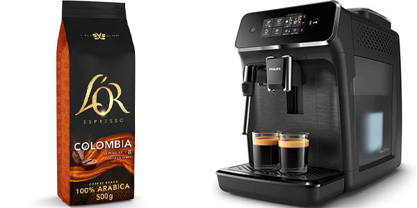 Chollo Pack Cafetera eléctrica Philips Serie 2200 EP2220/10 + Café en grano L’OR Espresso Colombia (500 gr) por sólo 263,99€ con envío gratis (-32%)