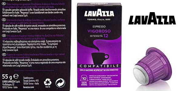 Chollazo Pack x100 Cápsulas Lavazza Nespresso Vigoroso por sólo 21,60€ (-25%) ¡A 0,21€ cada cápsula!