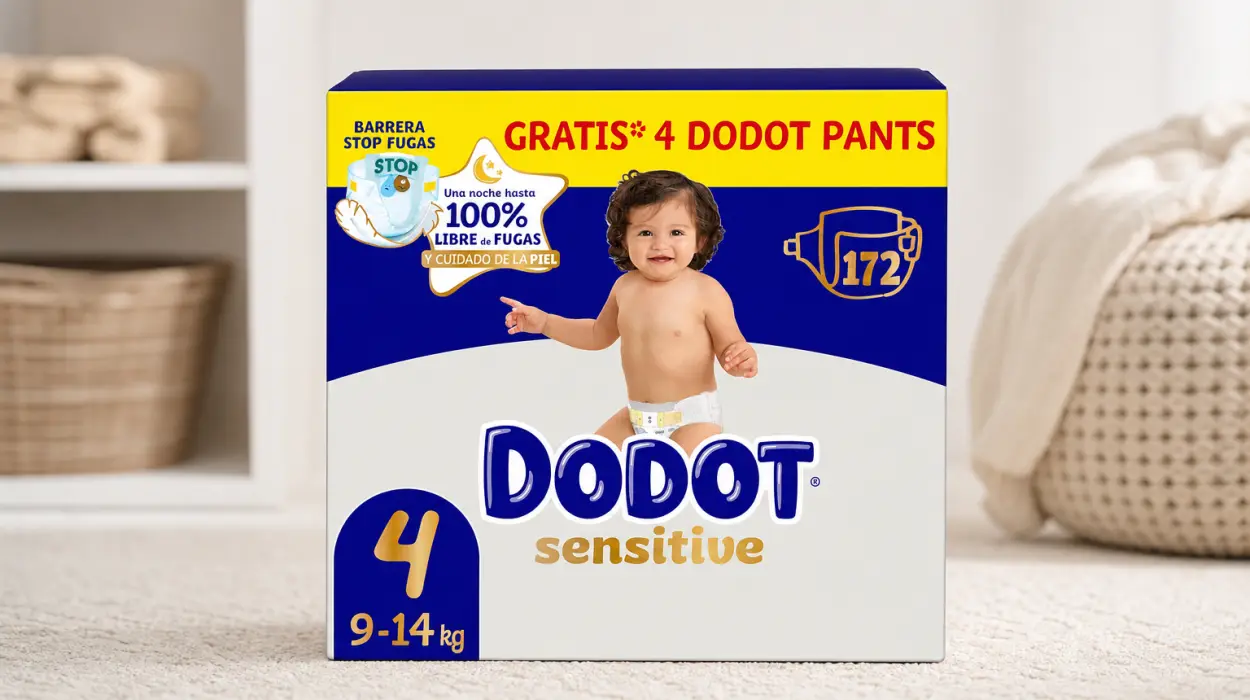 Pack x172 pañales bebé Dodot Sensitive Talla 4, 9-14 kg por sólo 57,69€ con envío gratis (-30%)