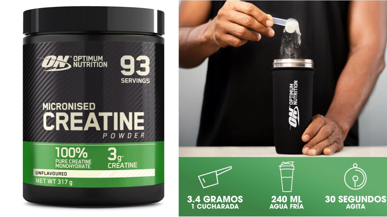 Potencia tus entrenamientos con la creatina micronizada Optimum Nutrition, sin sabor y fácil de mezclar por sólo 14,99€ (48% de descuento)
