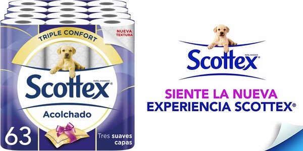 Chollazo Pack x126 Rollos de papel higiénico Scottex acolchado por 36,67€ con descuento automático (-35%) (Sólo 0,29€ cada rollo)