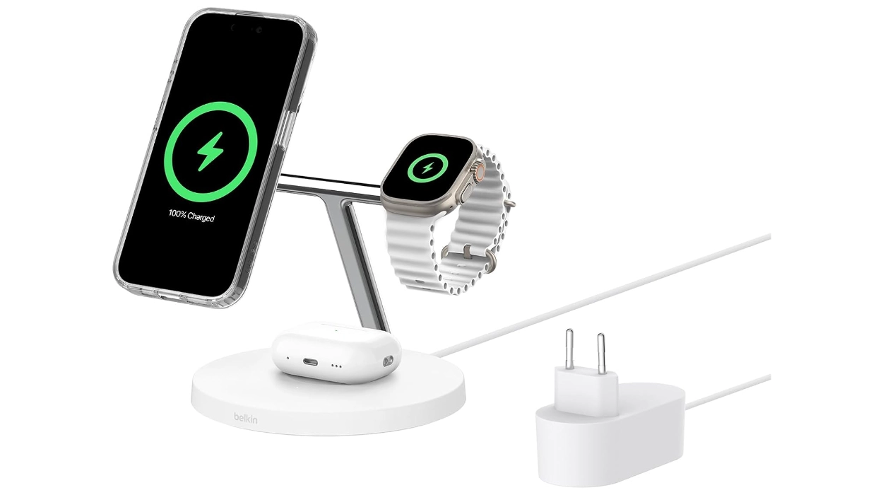 Belkin BoostCharge Qi2 3 en 1, una de las mejores bases de carga para tus dispositivos Apple por sólo 59,99€ (-54%)