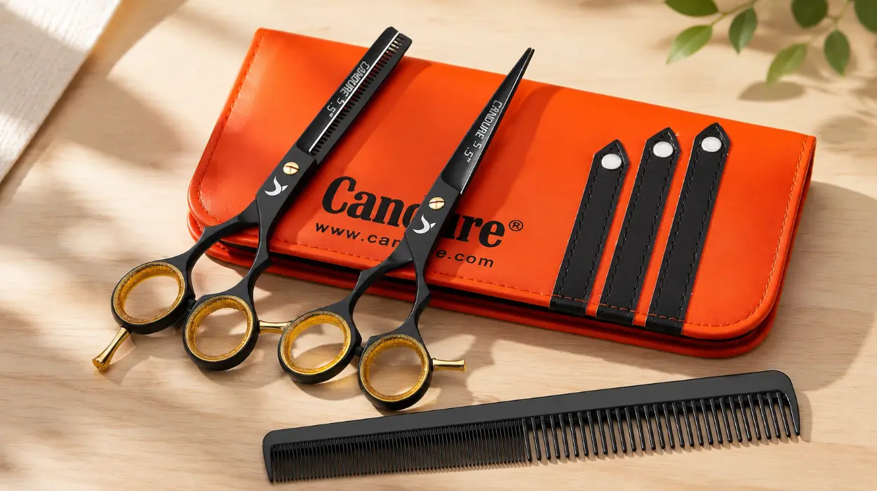 Set de tijeras de peluquería profesional Candure 5.5″ para cortar y entresacar por sólo 12,63€ (-10%)