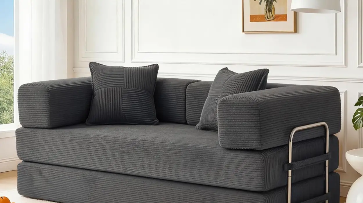Sofá cama de 2 plazas en gris con espuma y muelles de 160 cm por sólo 234,64€ con envío gratis (-22%)