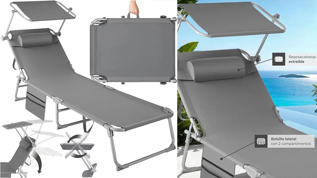Chollo Tumbona plegable TecTake con parasol por sólo 39,75€ con envío gratis