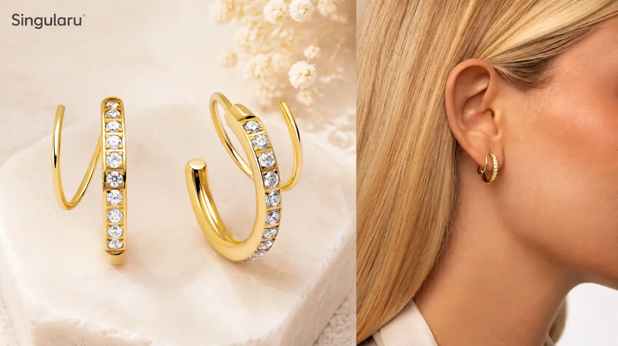 Pendientes Singularu Swirl para mujer con baño de oro por sólo 14,61€ (-36%)