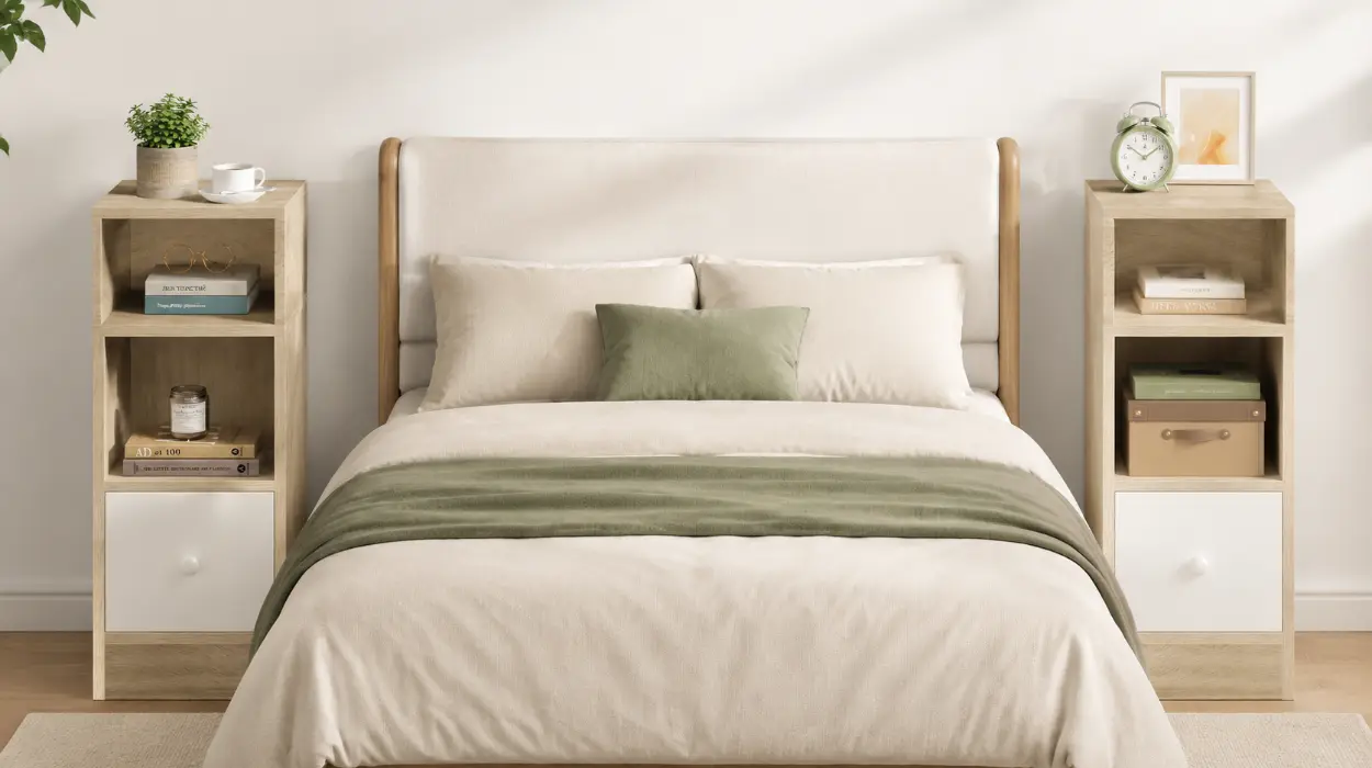 Pack de 2 mesitas de noche con cajón y compartimentos, ideales para espacios reducidos por sólo 45,12€ con envío gratis (-38%)