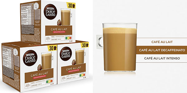 Chollo Pack de 90 cápsulas de Café con Leche Descafeinado Dolce Gusto por sólo 22,50€ (-17%) ¡0,25€ cada una!