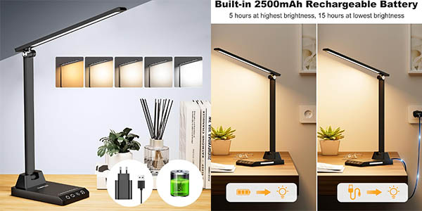 Chollo Lámpara de escritorio LED TOPPLEE recargable por sólo 17,92€ (-19%)