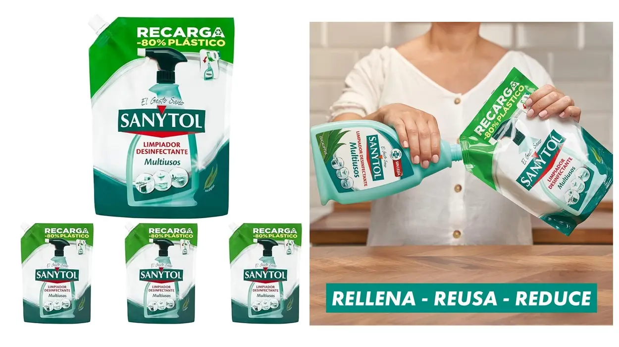 Chollo Pack de 4 recargas Sanytol Limpiador Desinfectante Multiusos Eucaliptus 750 ml por sólo 7,96€ ¡1,99€ cada uno!