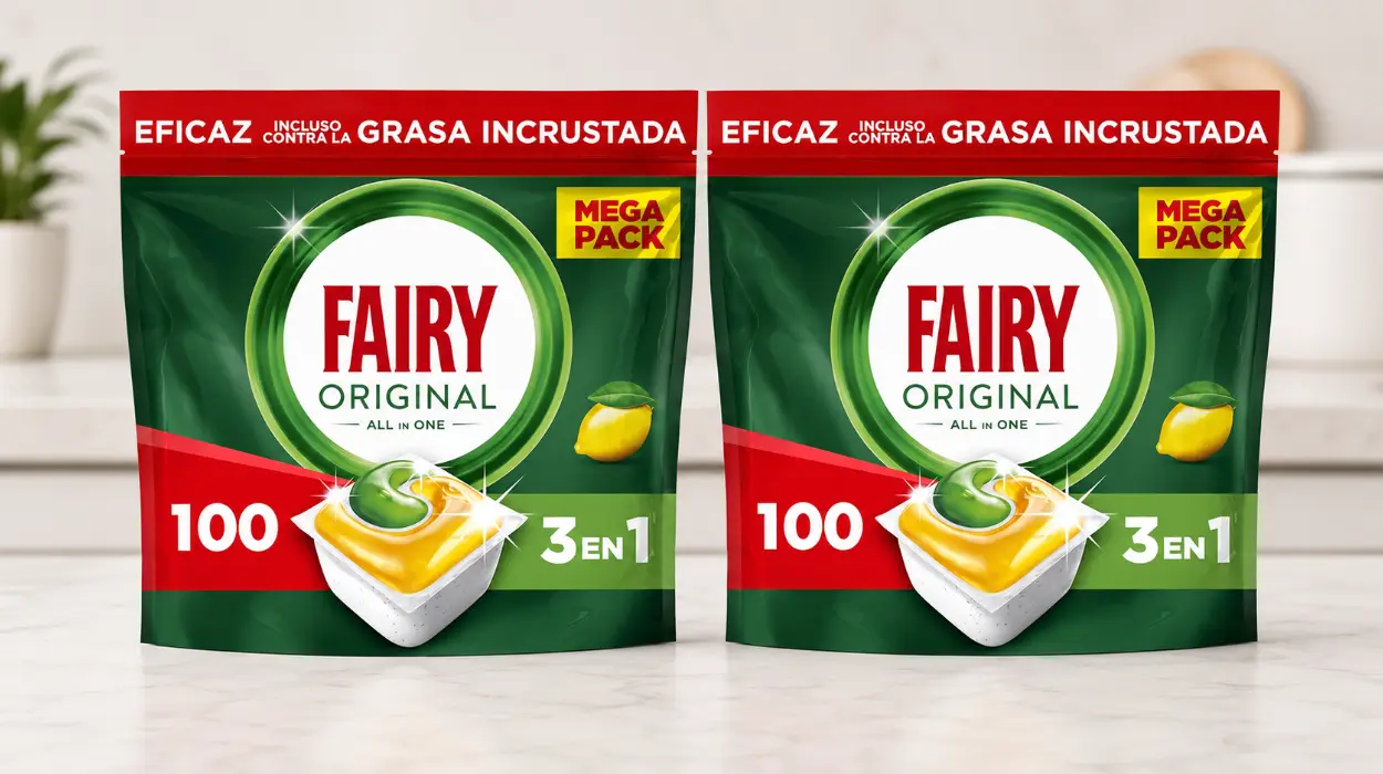 Pack x200 cápsulas de lavavajillas Fairy Original Todo en Uno limón por sólo 29,98€ con envío gratis (-37%)
