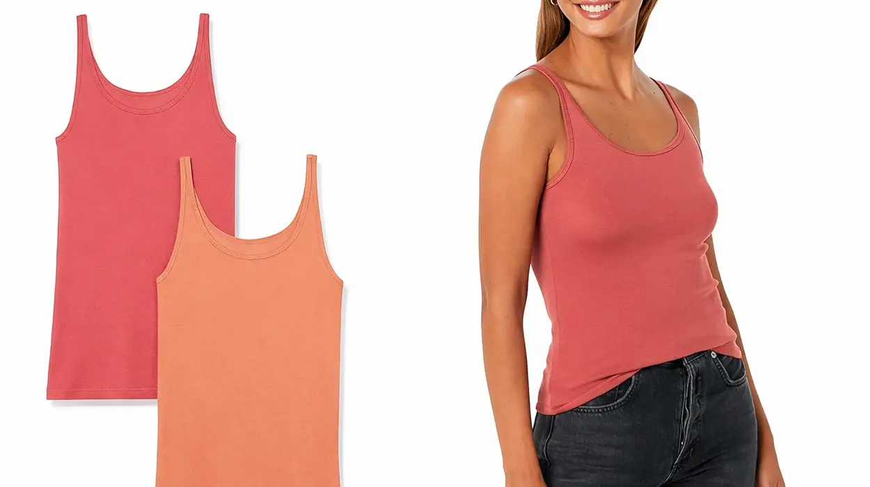 Llévate este pack de 2 camisetas de tirantes Amazon Essentials para mujer: se quedan en sólo 12,29€ cada una ¡Un básico para el verano!