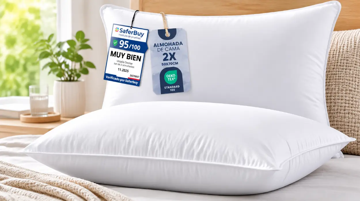 Pack de 2 almohadas Utopia Bedding de 50 x 70 cm de fibra hueca siliconada por sólo 20,88€ (-19%)