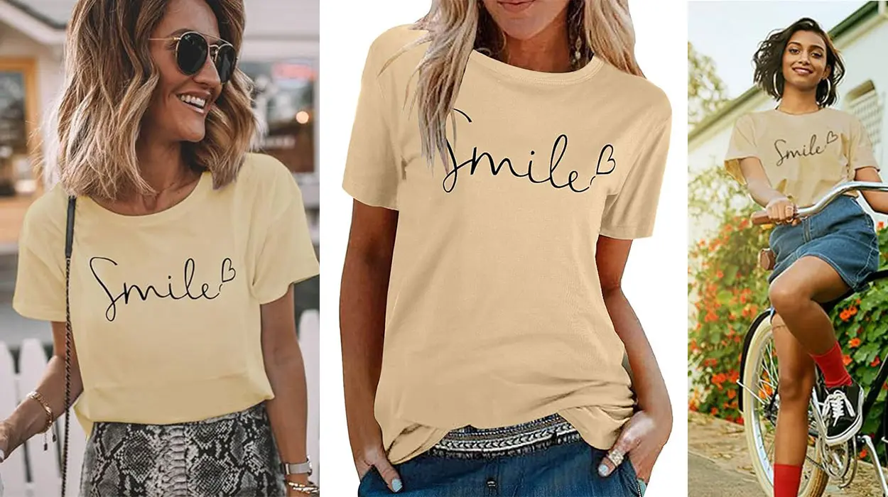 Chollo Camiseta Tuopuda Smile para mujer por sólo 9,49€ (-17%)