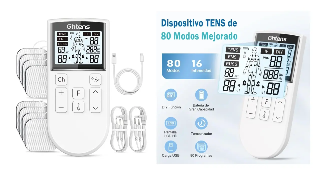 Chollo Electroestimulador muscular GHTENS 5 en 1 con 80 modos por sólo 29,06€ (-19%) ¡Top ventas!