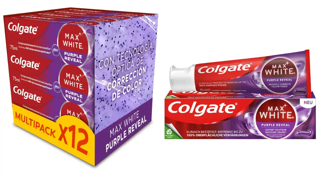 Colgate Max White Purple Reveal para meses y meses a un precio IMPOSIBLE con este ofertón de Amazon (-30%) ¡1,89€ el tubo!
