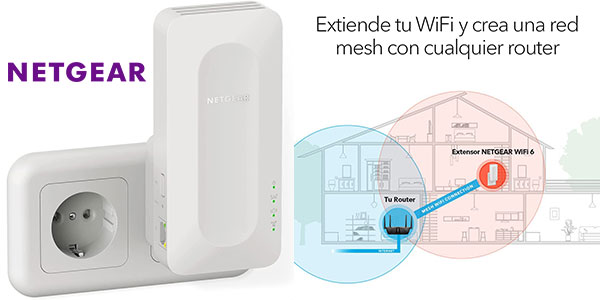 Chollo Extensor de malla Netgear AX1600 EAX12 con Wi-Fi 6 por sólo 47,14€ con envío gratis (-33%)