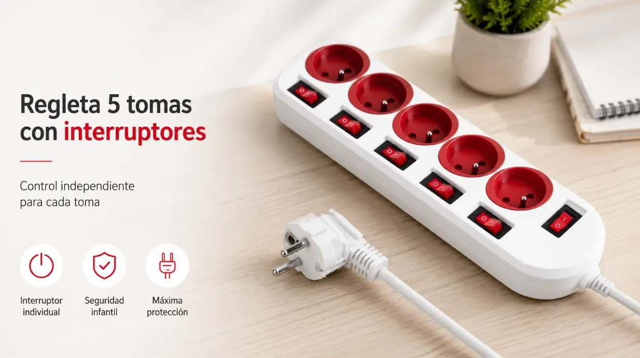 Organiza tu espacio con la regleta Maclean: 5 tomas, interruptores iluminados y 1,5 m de cable por sólo 8,94€ (45% de descuento)
