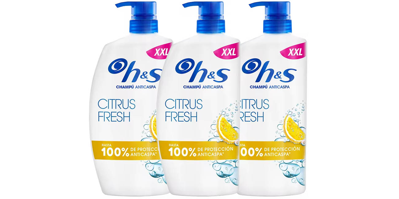 Chollo Pack x3 Champú anticaspa H&S Citrus Fresh de 800 ml por sólo 15,93€ con cupón descuento y envío gratis ¡5,31€ cada uno!