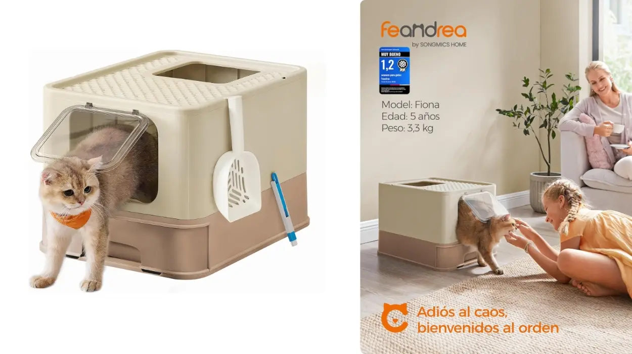 Solución higiénica para gatos grandes: Feandrea Arenero, antifiltración y bandeja deslizante por sólo 33,59€ (33% de descuento)