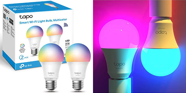 Chollo Pack x2 Bombilla inteligente TP-Link Tapo L530E WiFi RGB E27 compatible con Alexa y Google por sólo 15,99€ (-36%)