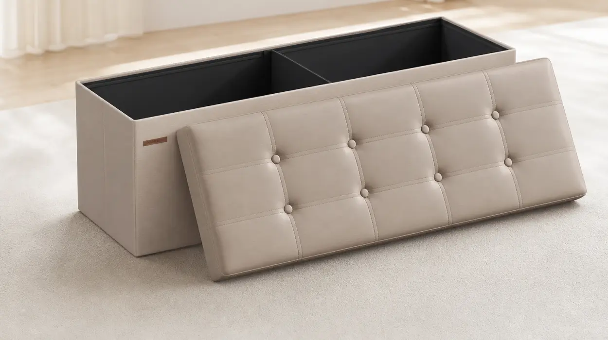 Banco Puff plegable de almacenamiento Songmics de 38 x 110 x 38 cm, ideal sala de estar o dormitorio por sólo 22,65€ (-43%)