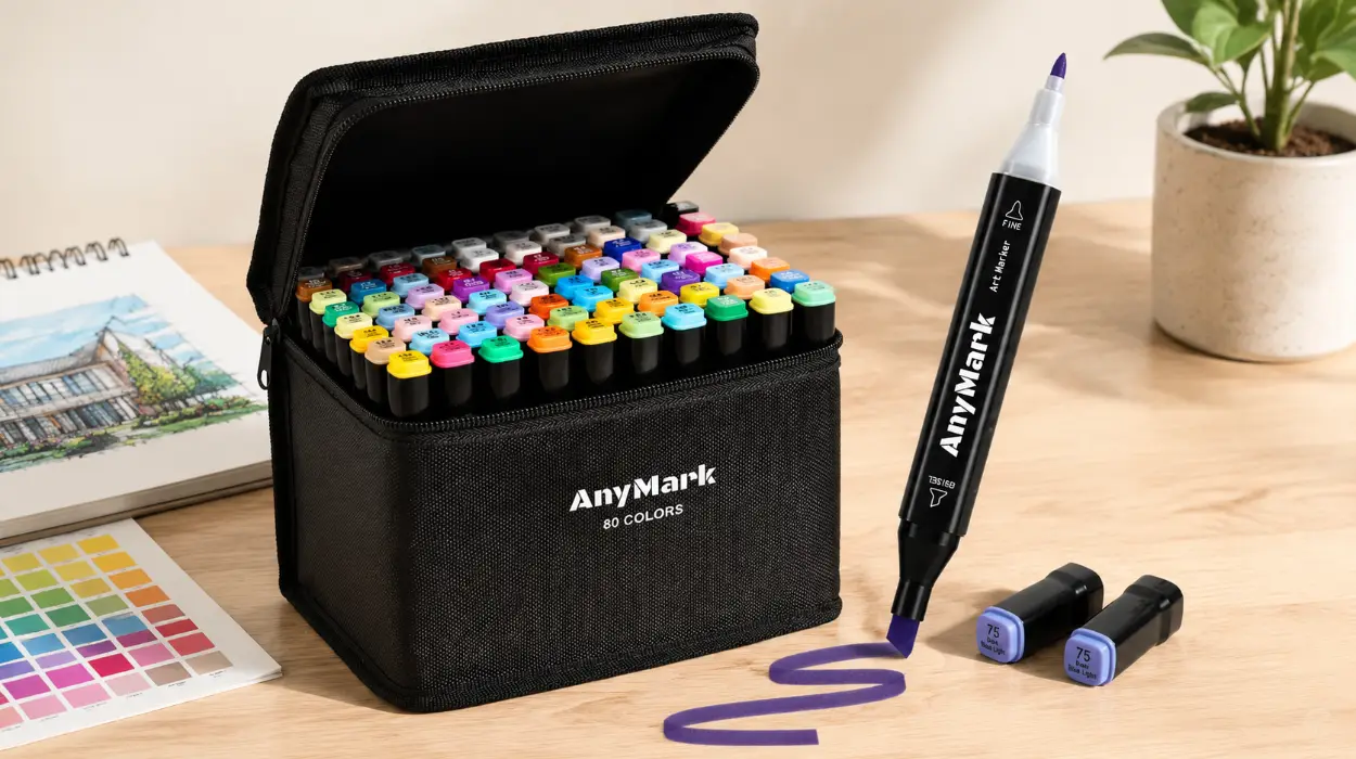 80 rotuladores con tinta a base de alcohol AnyMark con doble punta, ideales para ilustración y coloreado por sólo 13,82€ (-31%)