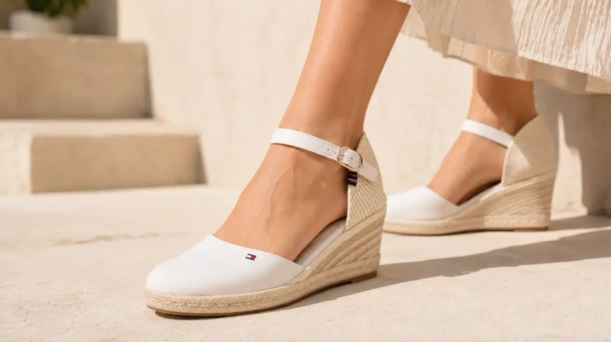 Alpargatas de cuña media Tommy Hilfiger para mujer en color blanco por sólo 47,96€ con envío gratis (-52%)