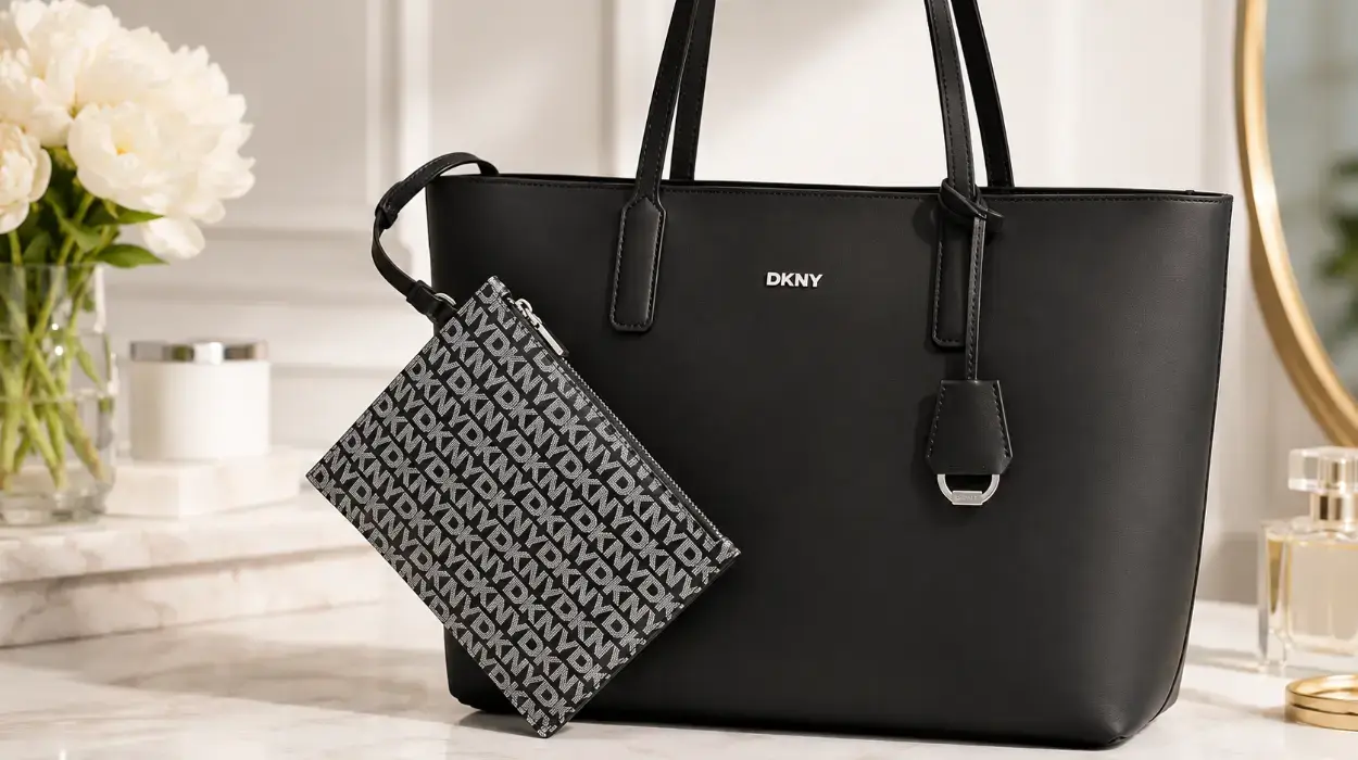 Bolso de mano DKNY Saige Ew Tz para mujer en negro y plateado por sólo 76,22€ con envío gratis (-55%)