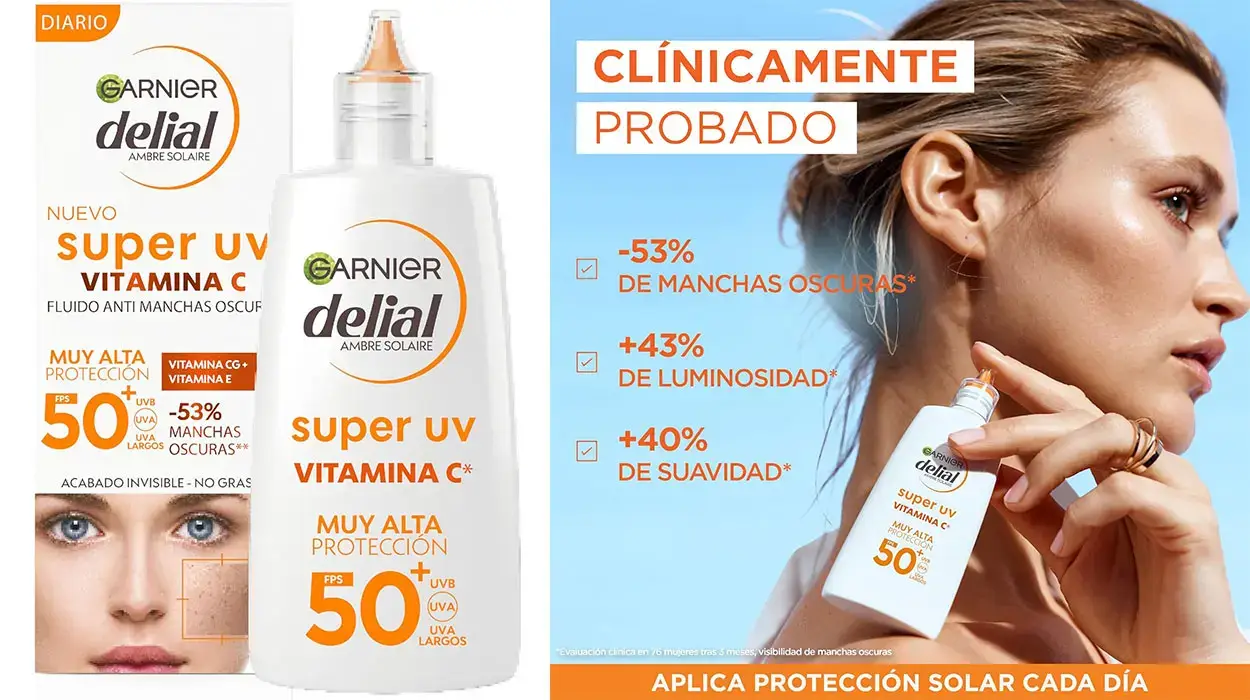 Chollo x3 Crema facial Garnier Delial Super UV FPS 50+ con Vitamina C por sólo 23,08€ con 3×2 (-47%) ¡7,69€ cada una!