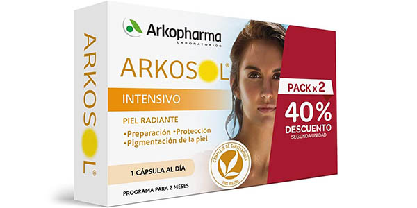 Chollo Complemento alimenticio bronceador Arkopharma Arkosol Intensivo de 60 cápsulas por sólo 25,59€ con envío gratis (-43%)