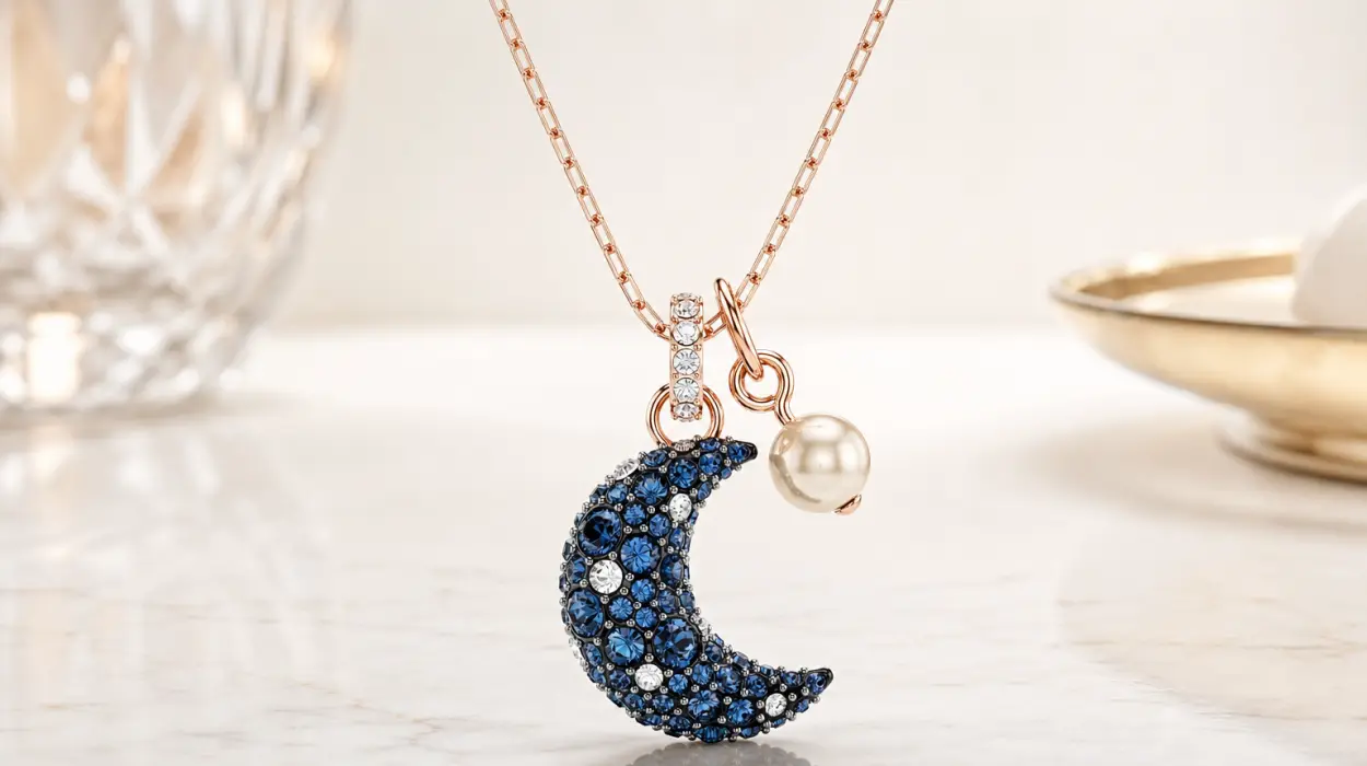 Lujo y elegancia con el colgante Swarovski Luna: perla de cristal en oro rosa por sólo 79,25€ con envío gratis (-43%)