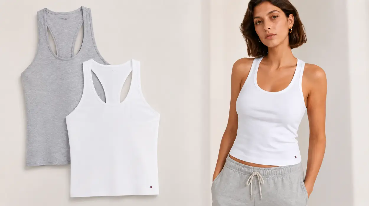 Pack x2 camisetas de tirantes Tommy Jeans para mujer de tejido elástico por sólo 15,99€ (-60%)