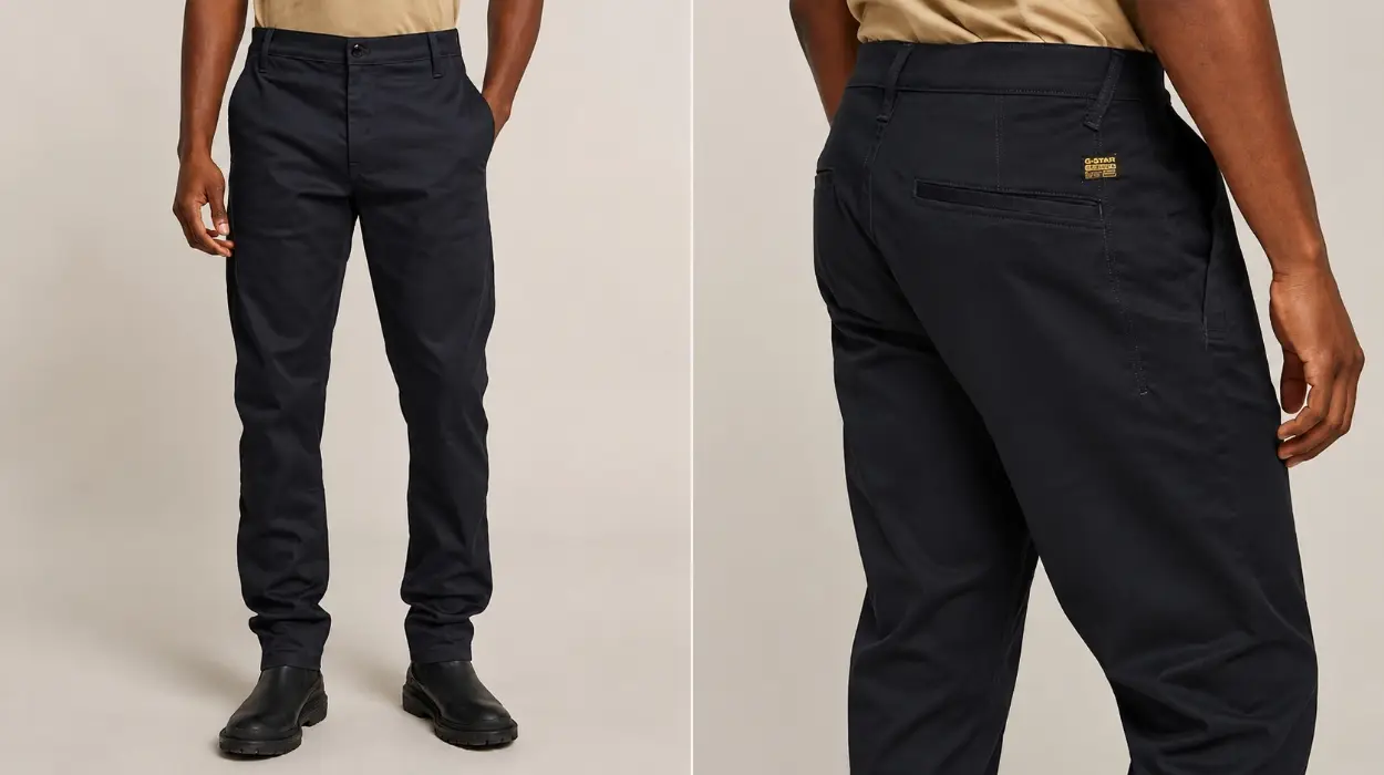 Tejido superelástico y acabado cuidado: Pantalón chino G-Star Morry Tapered para hombre por sólo 49,97€ con envío gratis (50% de descuento)