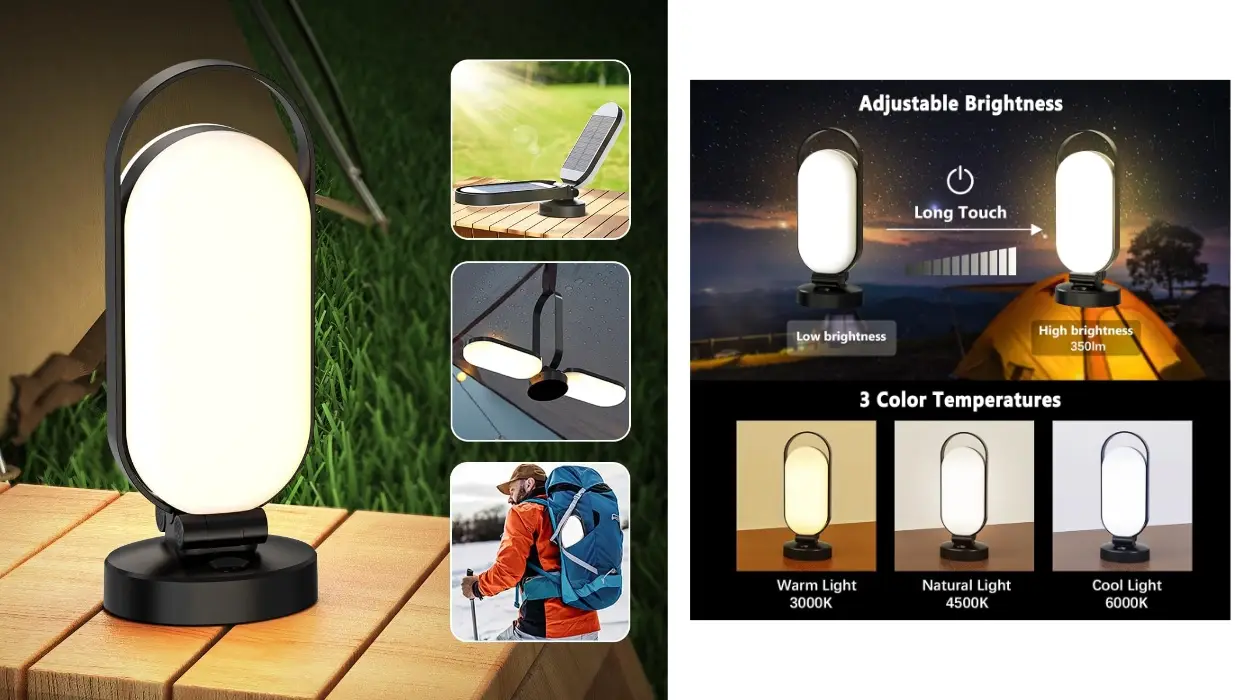 Chollo Luz de camping Hapfish recargable y solar por sólo 26,99€ con cupón (35% de descuento)