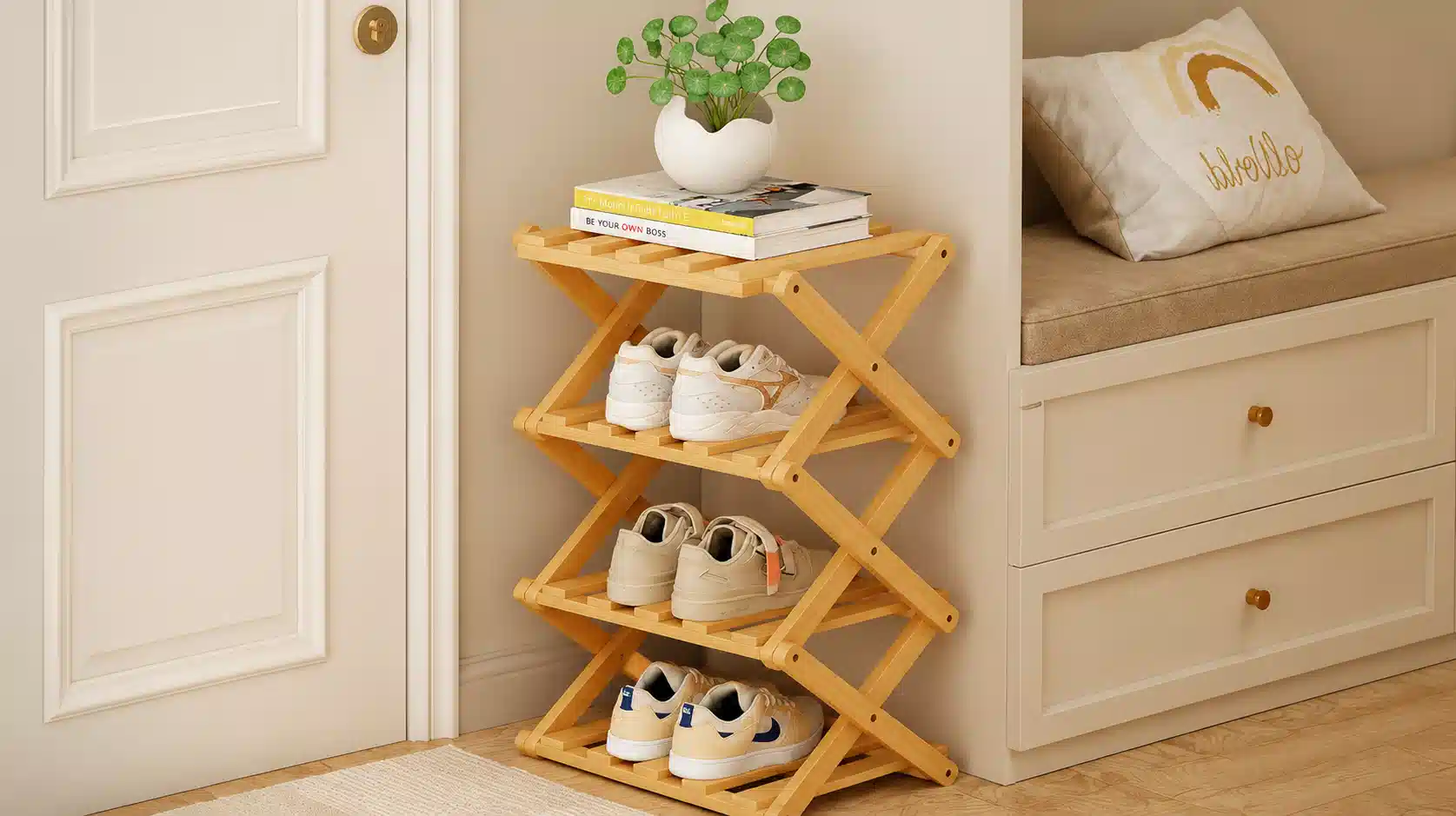 Zapatero plegable de bambú con 4 niveles para organizar tus zapatos por sólo 28,49€ (-34%)