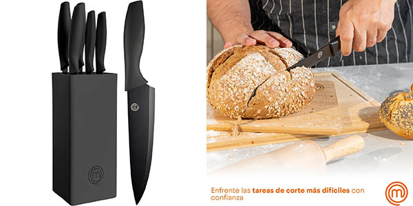 Chollazo Juego de 5 cuchillos de cocina con soporte MarsterChef por sólo 22,99€ (34% de descuento)