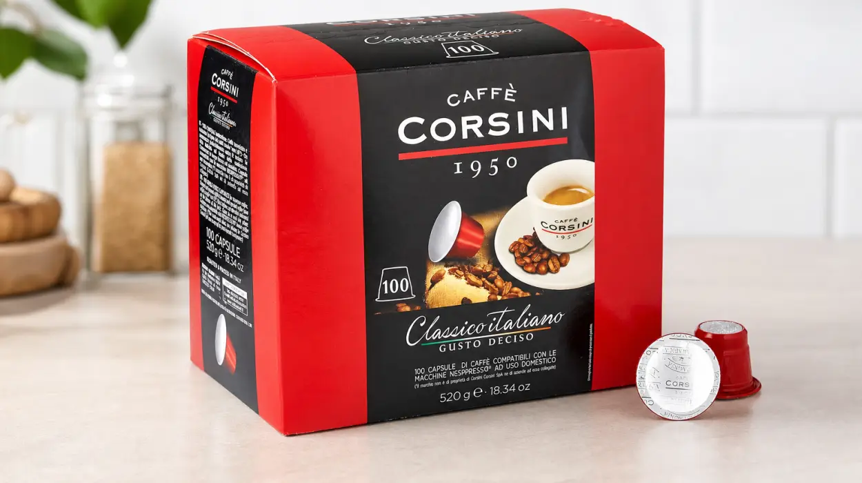 Pack x100 cápsulas Caffè Corsini Clásico Italiano compatibles con Nespresso, de sabor fuerte por sólo 14,56€ (-17%)