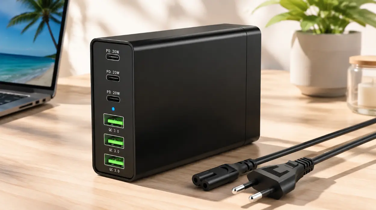 Cargador GaN USB-C de 96 W con 6 puertos para cargar varios dispositivos por sólo 10,99€ (-37%)