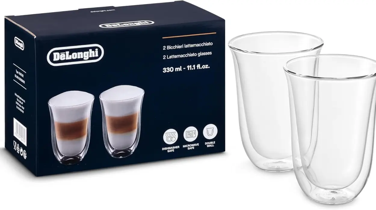 Pack x2 Vasos De’Longhi de pared doble para café latte macchiato de 330 ml por sólo 9,60€ (-52%)