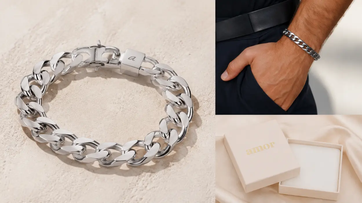 Pulsera Amor de eslabones en acero inoxidable para hombre por sólo 10,97€ (-74%)