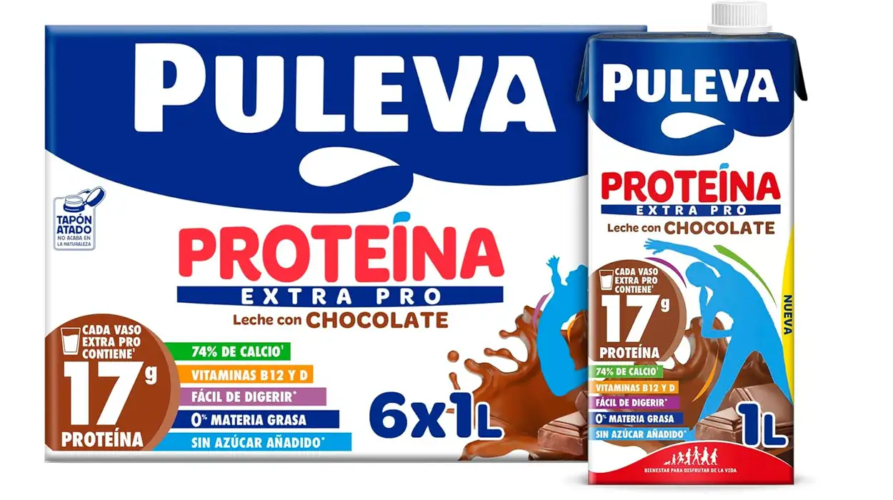Chollo Pack x6 Leche Puleva Proteína Extra Pro Chocolate por sólo 6,82€ (-30%) ¡1,14€ el brik!