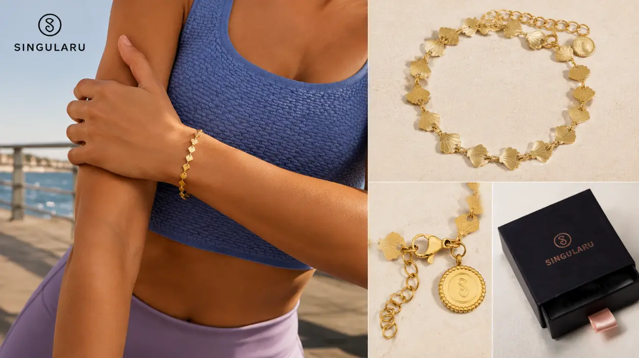 Pulsera Singularu Shells de acero con baño de oro de 18 kt para mujer por sólo 9,49€ (-53%)