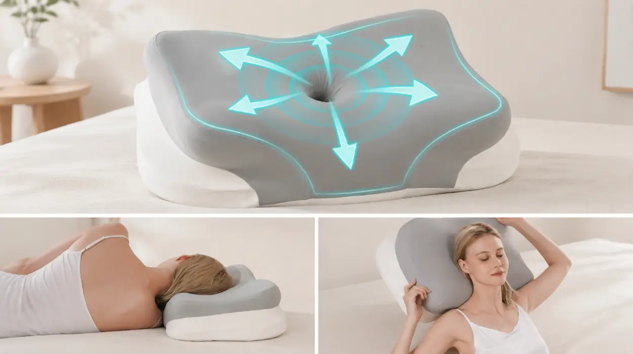 Almohada cervical KEVIAN de espuma viscoelástica con forma de mariposa por sólo 19,99€ (-50%)