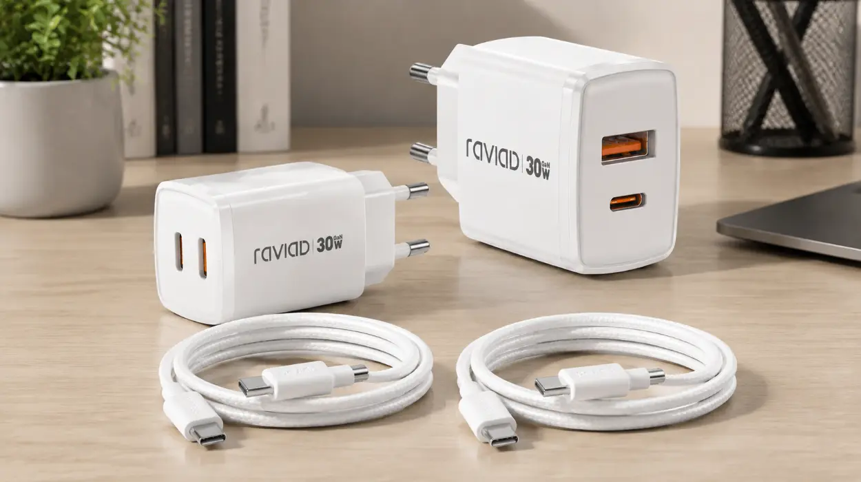 Pack x2 cargadores RAVIAD GaN de 30 W con cable USB-C de 2 m por sólo 12,79€ (-25%)