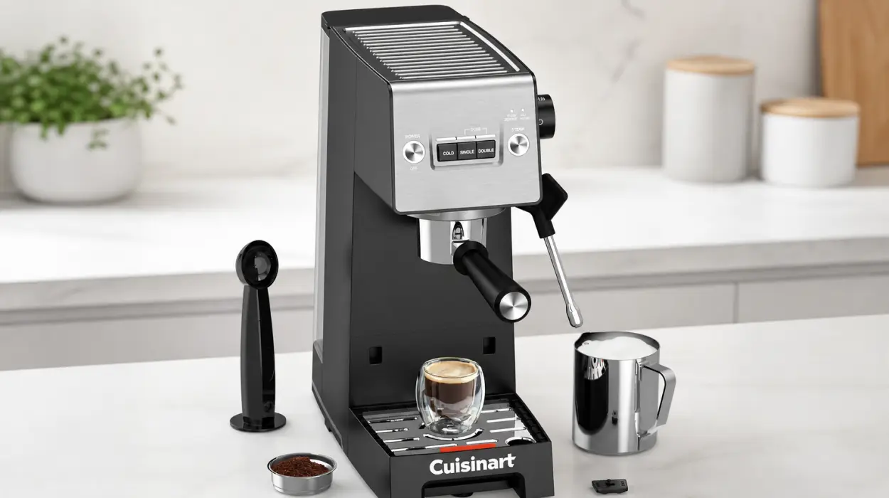 Máquina de espresso Cuisinart Slim con vaporizador de leche y función Cold Brew por sólo 90,38€ con envío gratis (-55%)